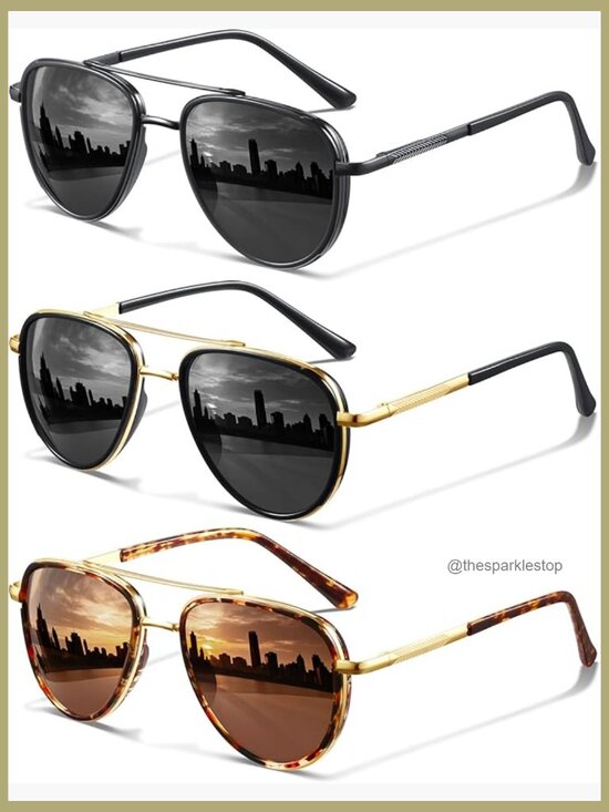 Polarized Aviator Sunglasses UV Protection Tangle-Free Unisex Vintage Shades main image 6